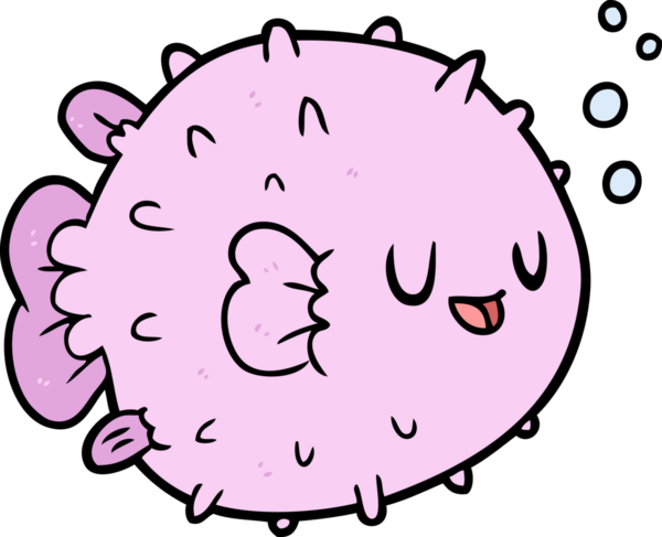 Bir insan tarafından çizilmiş balon balığı.