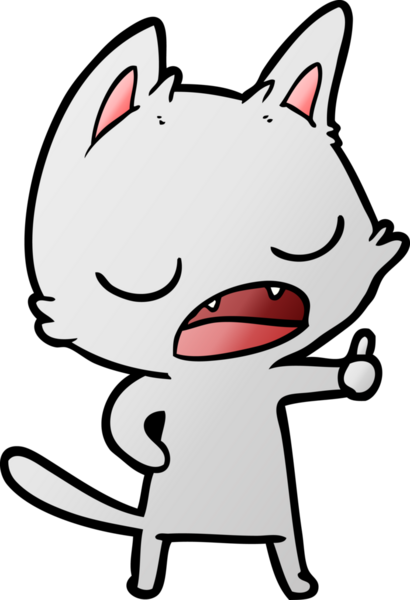 Bir insan tarafından çizilmiş konuşan kedi çizgi filmi.