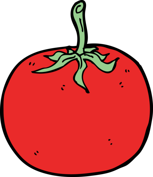 Bir insan tarafından çizilmiş domates çizgi filmi.