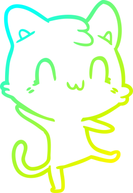 Bir insan tarafından çizilen mutlu çizgi bir kedinin soğuk gradyan çizimi