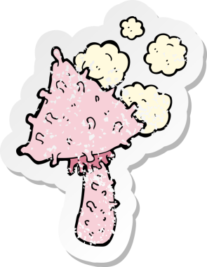 Bir insan tarafından çizilmiş garip bir mantarın gerilimli yapıştırması.