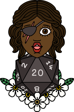 Retro Dövme Tarzı İnsan Rogue Bir insan tarafından çizilmiş 20 zar ile