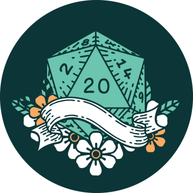 Bir insan tarafından çizilen 20 D20 zar atma ikonu