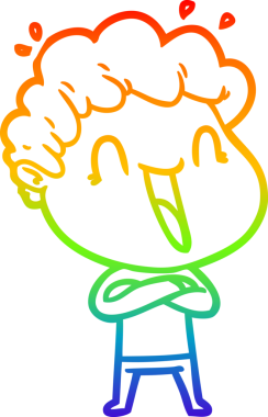 Gökkuşağı gradyan çizgi çizimi mutlu bir adamın bir insan tarafından çizilmiş gülüşü