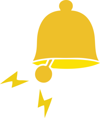 Bir insan tarafından çizilmiş çalan çanın düz renkli retro karikatürü