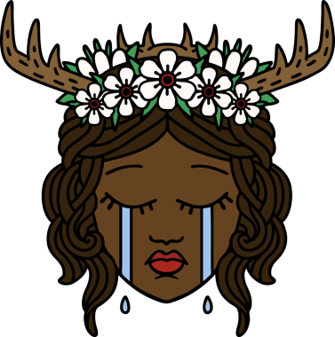 Retro Dövme Tarzı Ağlayan İnsan Druid Bir insan tarafından çizilmiş