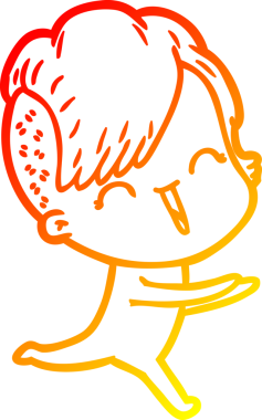 Bir insan tarafından çizilen mutlu bir hipster kızın çizgi çizimi.