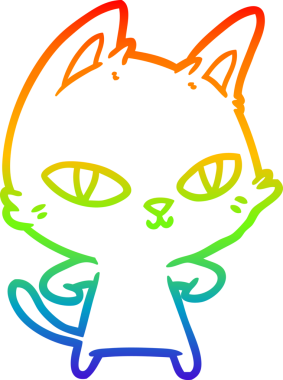 Gökkuşağı gradyan çizgi çizimi Bir insan tarafından çizilen çizgi film kedisi