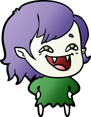 Bir insan tarafından çizilmiş gülen vampir kız çizgi filmi.