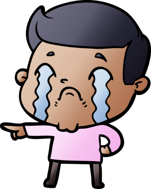 Bir insan tarafından çizilmiş ağlayan çizgi film adamı.