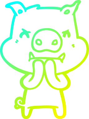 Bir insan tarafından çizilmiş kızgın çizgi film domuzu çizimi.