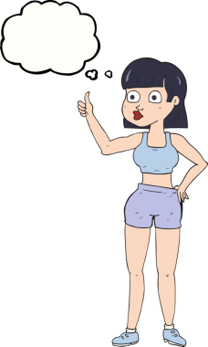 Bir insan tarafından çizilmiş serbest çizim baloncuklu spor salonu kadını.