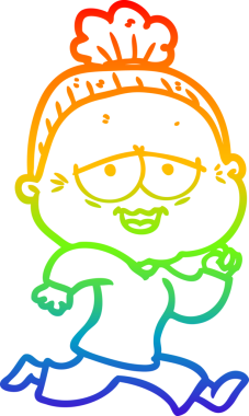 Gökkuşağı gradyan çizgi çizimi Bir insan tarafından çizilmiş mutlu yaşlı kadın