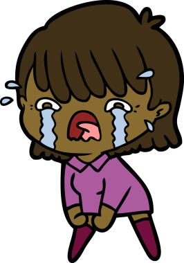 Bir insan tarafından çizilmiş ağlayan çizgi film kızı.