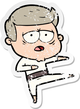 Bir insan tarafından çizilmiş yorgun bir çizgi filmin sıkıntılı çıkartması.