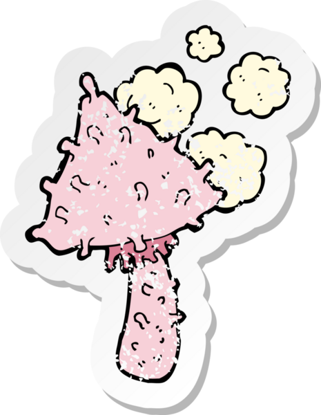 Bir insan tarafından çizilmiş garip bir mantarın gerilimli yapıştırması.