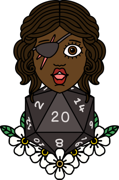 Retro Dövme Tarzı İnsan Rogue Bir insan tarafından çizilmiş 20 zar ile