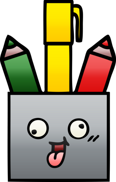 Bir insan tarafından çizilmiş kalem tenceresinin gölgelenmiş karikatürü