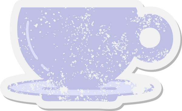 bir insan tarafından çizilmiş kahve ya da çay fincanı grunge etiketi