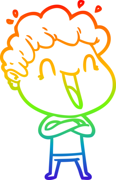 Gökkuşağı gradyan çizgi çizimi mutlu bir adamın bir insan tarafından çizilmiş gülüşü