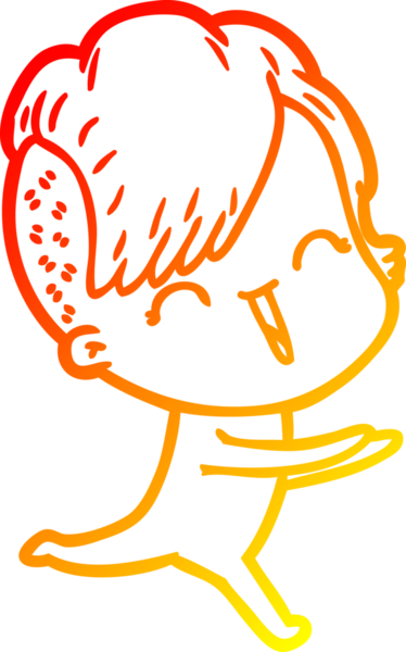 Bir insan tarafından çizilen mutlu bir hipster kızın çizgi çizimi.