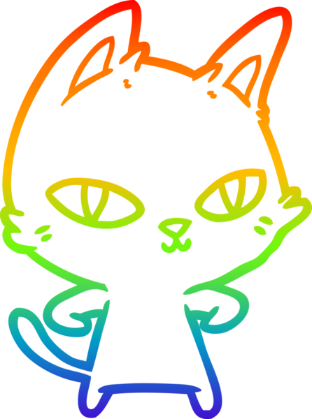 Gökkuşağı gradyan çizgi çizimi Bir insan tarafından çizilen çizgi film kedisi