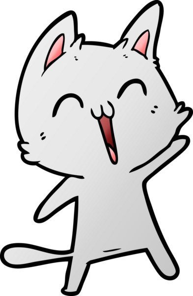 Bir insan tarafından çizilmiş mutlu çizgi film kedisi.