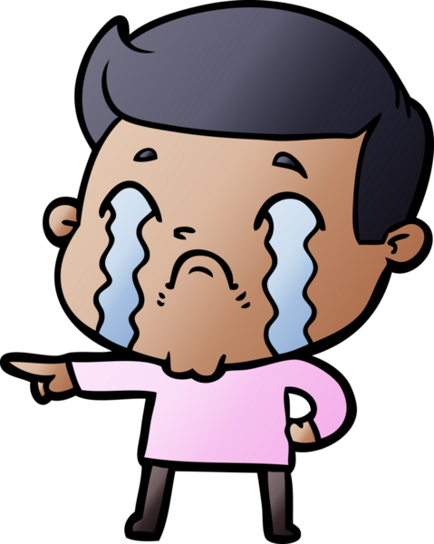 Bir insan tarafından çizilmiş ağlayan çizgi film adamı.