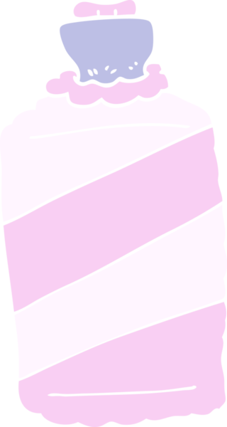 Bir insan tarafından çizilmiş düz renk karikatür sıcak su şişesi