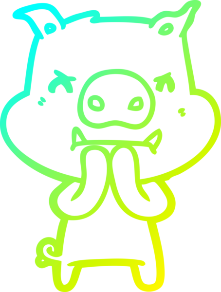 Bir insan tarafından çizilmiş kızgın çizgi film domuzu çizimi.