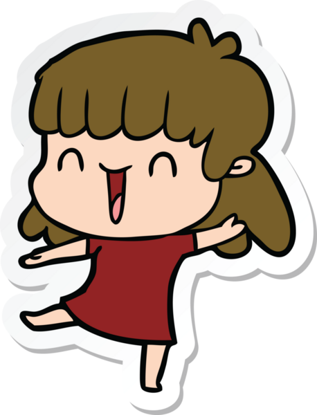 Bir insan tarafından çizilmiş bir karikatür kadının çıkartması.