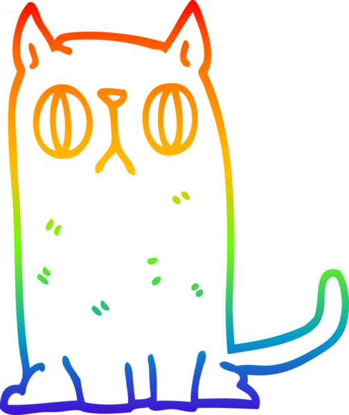 Gökkuşağı gradyan çizgi çizimi Bir insan tarafından çizilmiş komik kedi