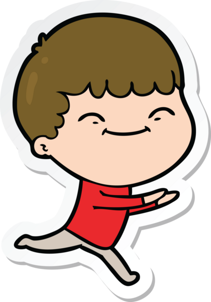 Bir insan tarafından çizilmiş mutlu bir çocuğun çıkartması.