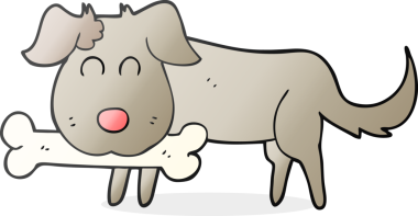 Bir insan tarafından çizilmiş bir kemiği olan serbest çizim bir köpek.