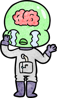 Bir insan tarafından çizilmiş koca beyinli bir uzaylı ağlaması.