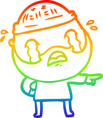 Bir insan tarafından çizilmiş ağlayan sakallı bir adamın çizimi.