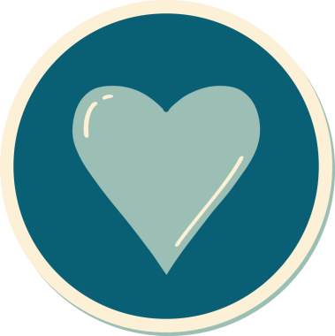 Bir insan tarafından çizilmiş geleneksel bir kalp şeklinde dövme çıkartması.