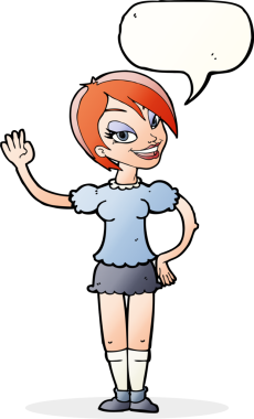 Bir insan tarafından çizilmiş konuşma balonlu bir kadın.