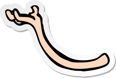 Bir insan tarafından çizilmiş bir karikatür kolunun çıkartması.