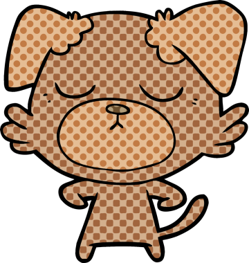 Bir insan tarafından çizilmiş şirin bir çizgi film köpeği.