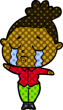 Bir insan tarafından çizilmiş ağlayan kadın çizgi filmi.