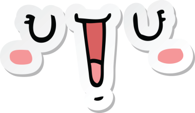 Bir insan tarafından çizilmiş mutlu çizgi film yüzü çıkartması.