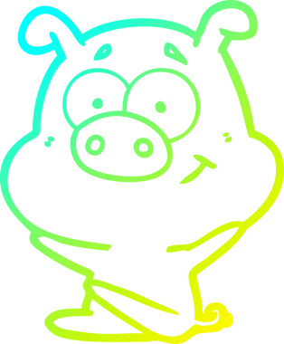 Bir insan tarafından çizilmiş mutlu çizgi film domuzu çizimi.