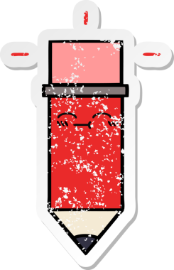 Bir insan tarafından çizilmiş şirin bir karikatür kaleminin sıkıntılı çıkartması.