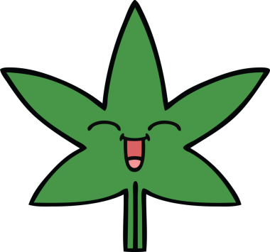 Bir insan tarafından çizilmiş marihuana yaprağı karikatürü.