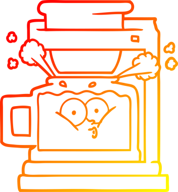 Bir insan tarafından çizilmiş sıcak kahve demliğinin sıcak gradyan çizgisi