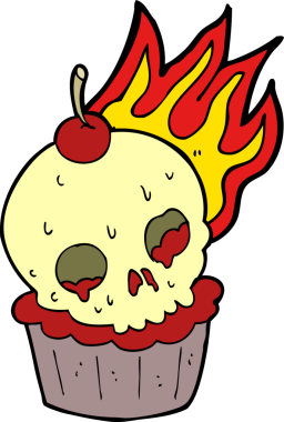 Cadılar Bayramı pastası bir insan tarafından çizilmiş.