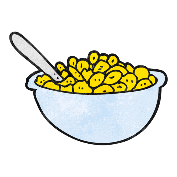 Bir insan tarafından çizilmiş el yapımı mısır gevreği kasesi.