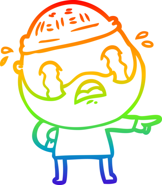 Bir insan tarafından çizilmiş ağlayan sakallı bir adamın çizimi.