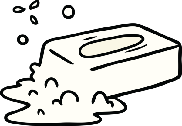 Bir insan tarafından çizilmiş köpüklü sabunun el çizimi karikatürü